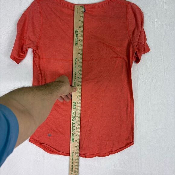 Lululemon Striped Red with Leopard Print Pocket Scoop Neck Tshirt - Picture 12 of 13